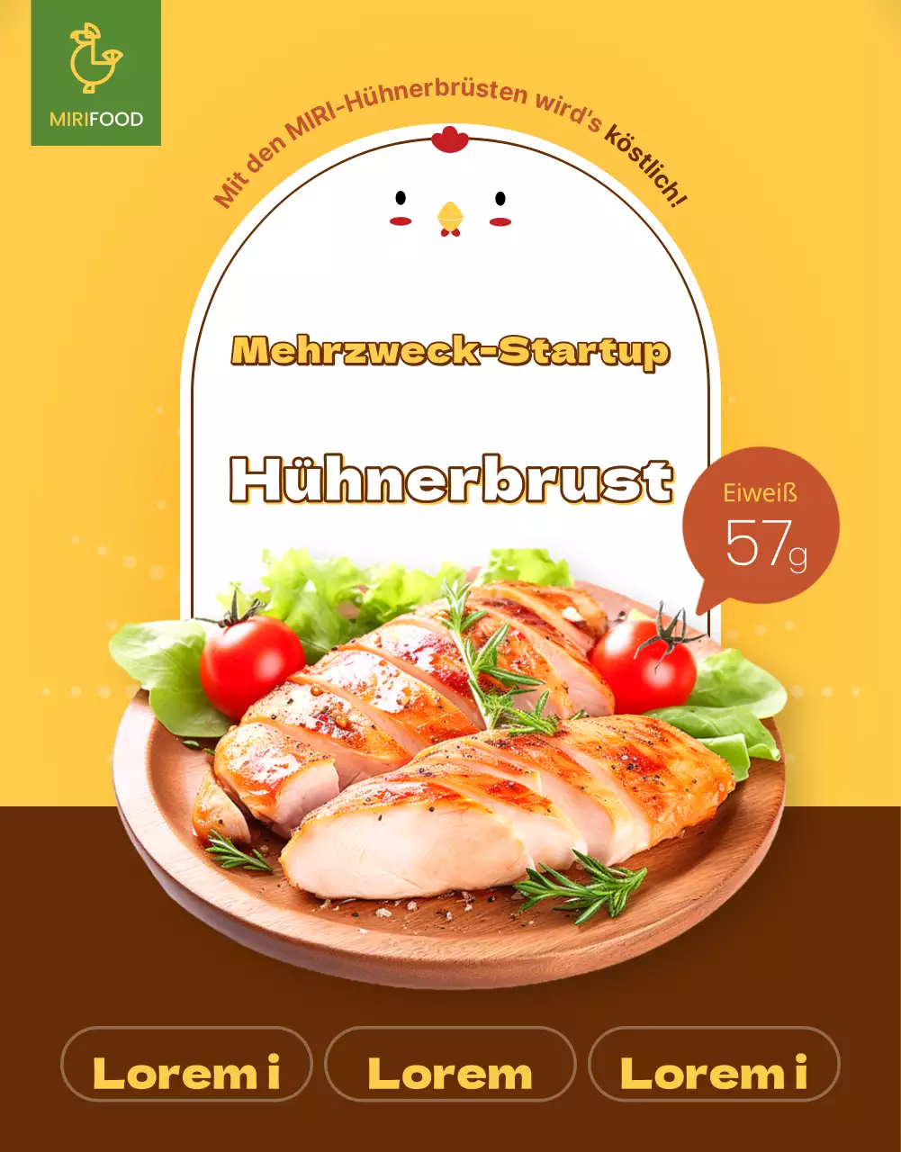 Förderung von gelben und braunen Hühnerbrustprodukten