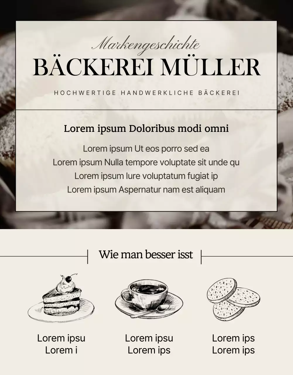 Werbung für eine moderne Bäckerei in Beige