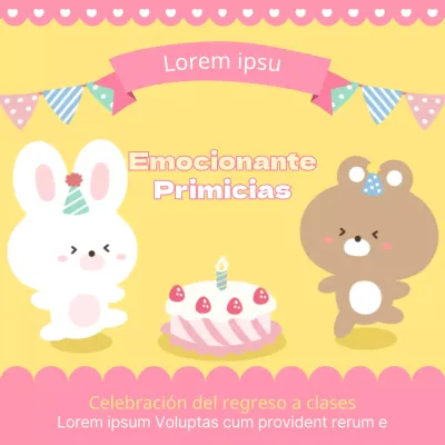 Adorable anuncio de felicitación amarillo y rosa