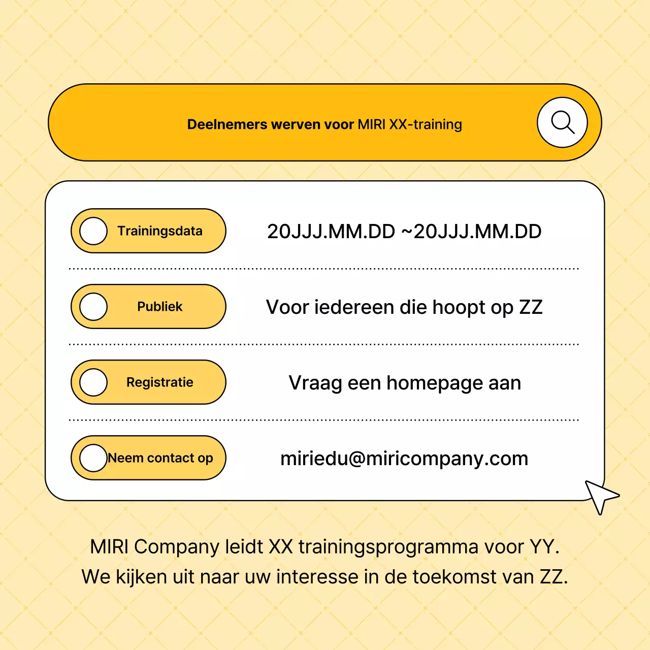 Eenvoudige inhoud wint in gele post