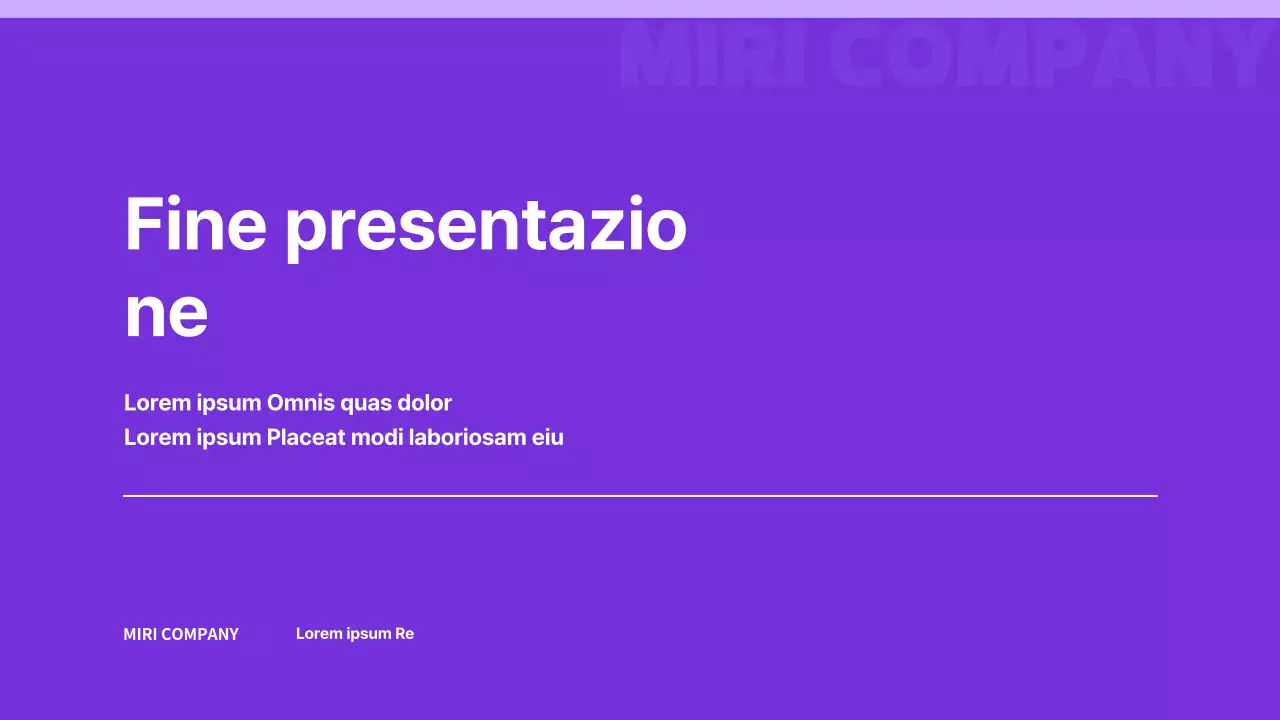 Presentazione con un semplice sfondo viola e bianco e solo elementi
