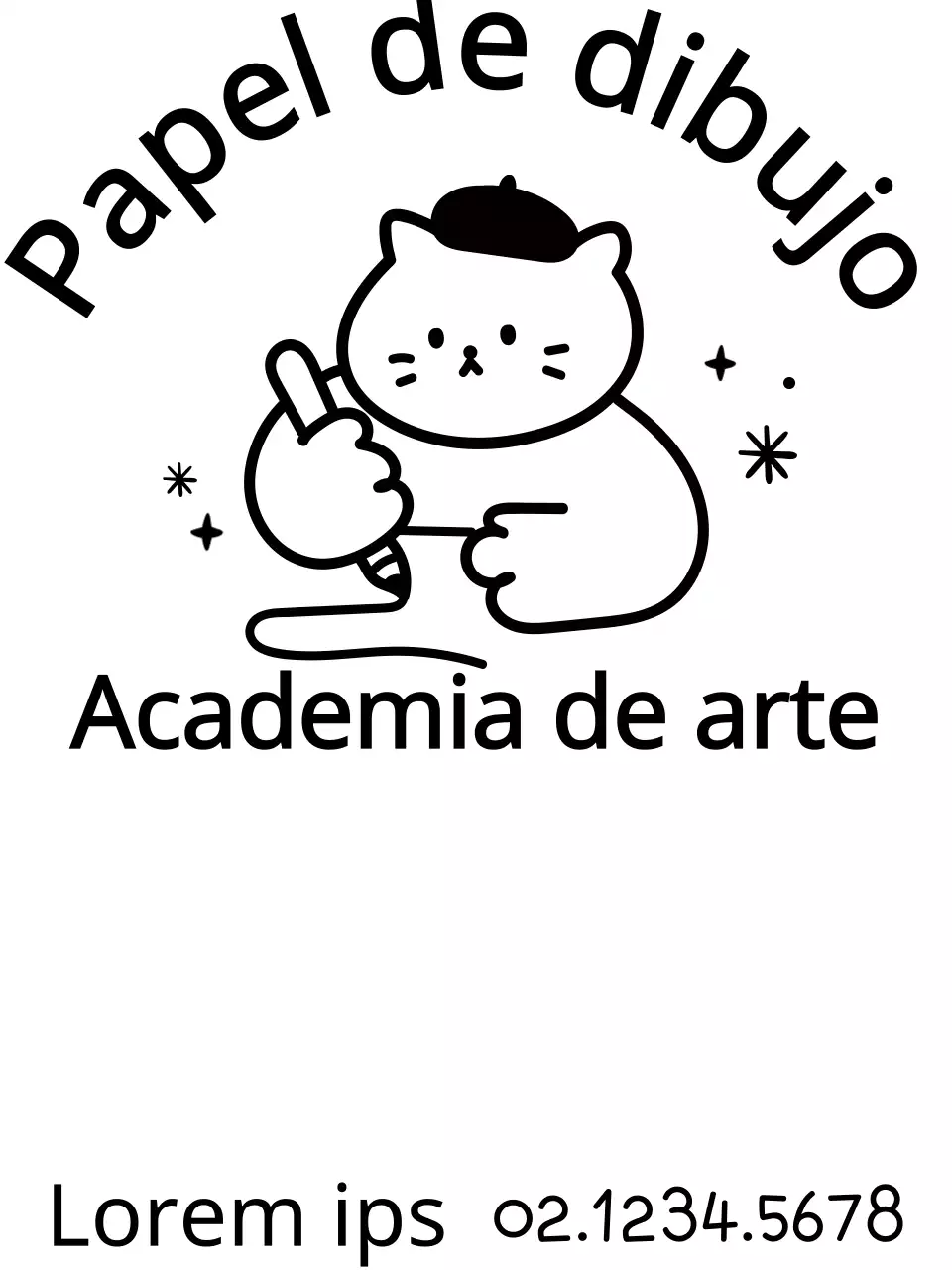 Promoción de una escuela de arte con simpáticas ilustraciones de gatos