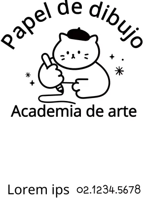 Promoción de una escuela de arte con simpáticas ilustraciones de gatos