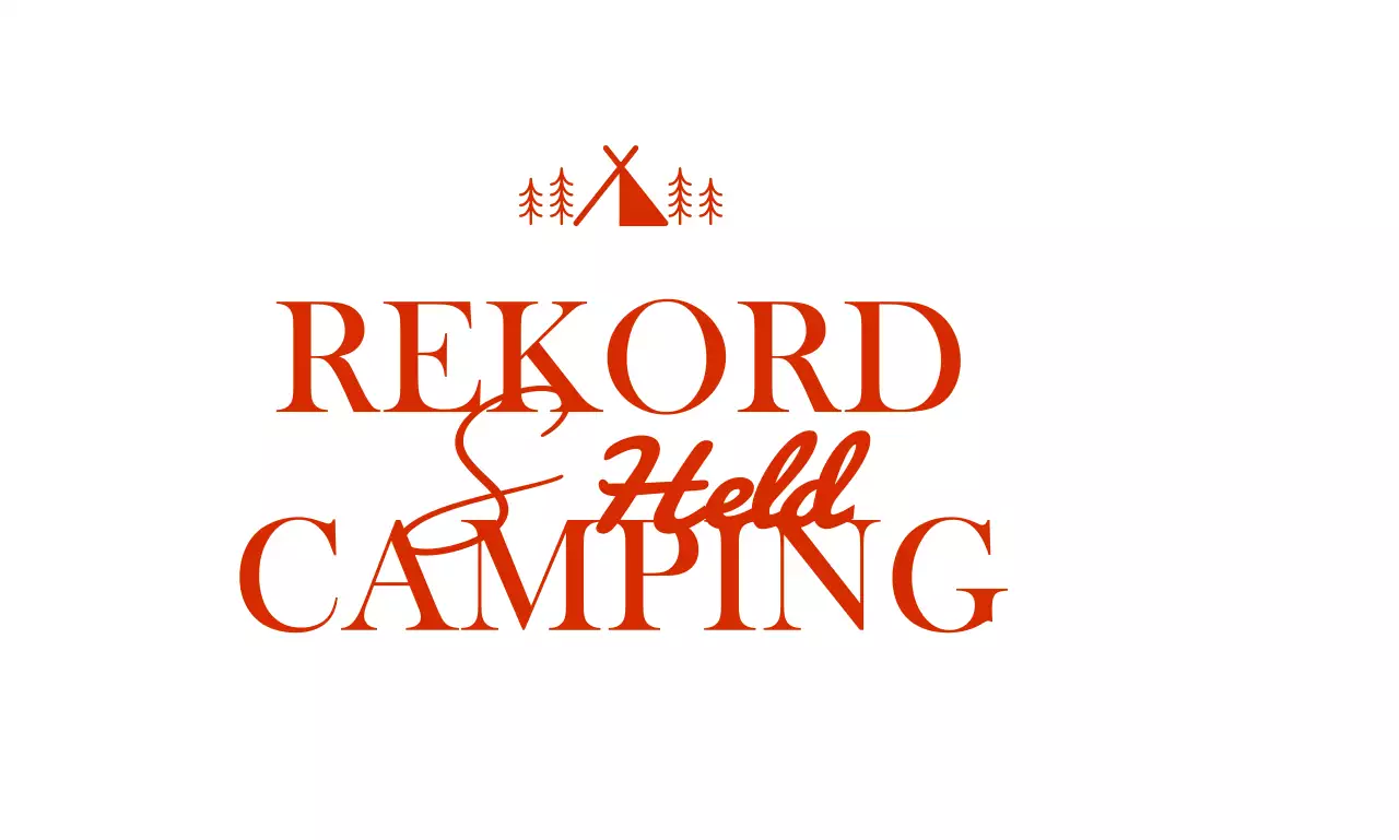 Campingladen mit Abbildungen von Zelten und Bäumen