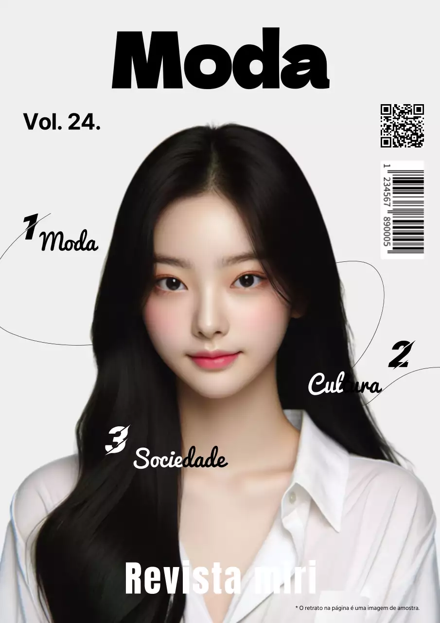 Capa de revista de moda elegante a preto e branco