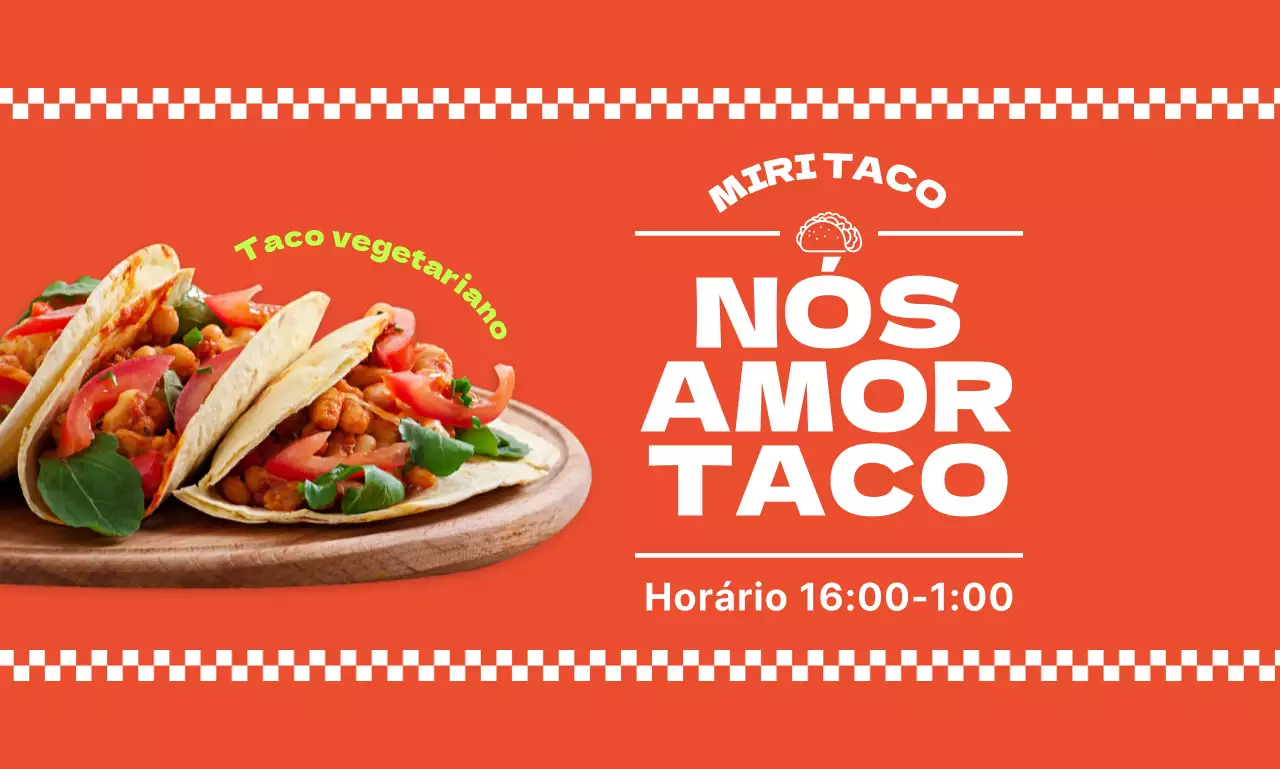 Um design arrojado e colorido com fotografias de comida de tacos