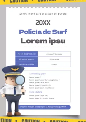 Una sencilla promoción azul y amarilla para la contratación de policías