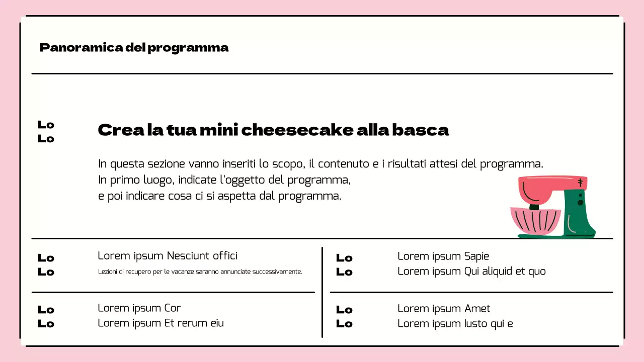 Presentazione di una bella attività di centro giovanile in rosa