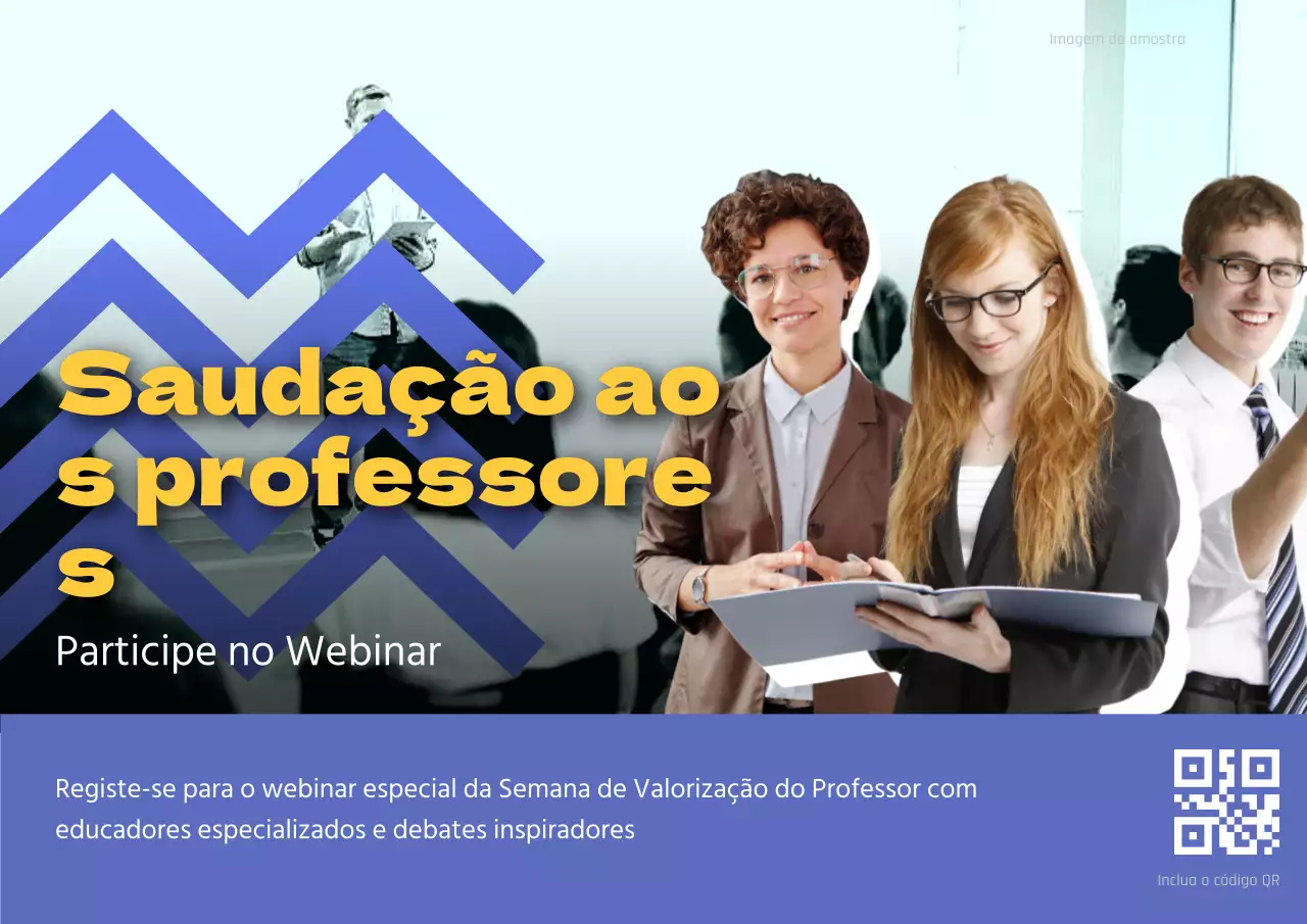 Anúncio do webinar geométrico roxo e amarelo do Dia do Professor