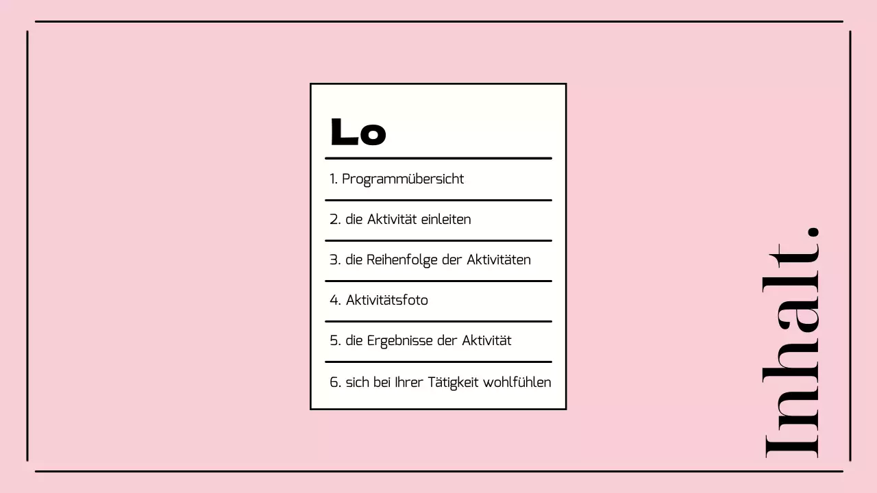 Präsentation einer schönen Jugendzentrumsaktivität in Rosa