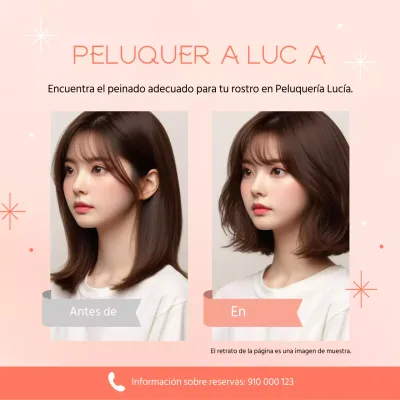 Un moderno poste promocional de salón en naranja y rosa