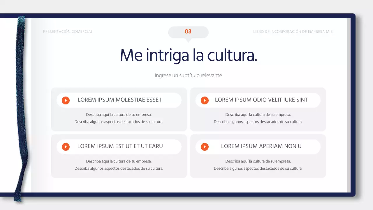 Materiales de formación sencillos de color azul y naranja para el libro de registro de nuevos empleados
