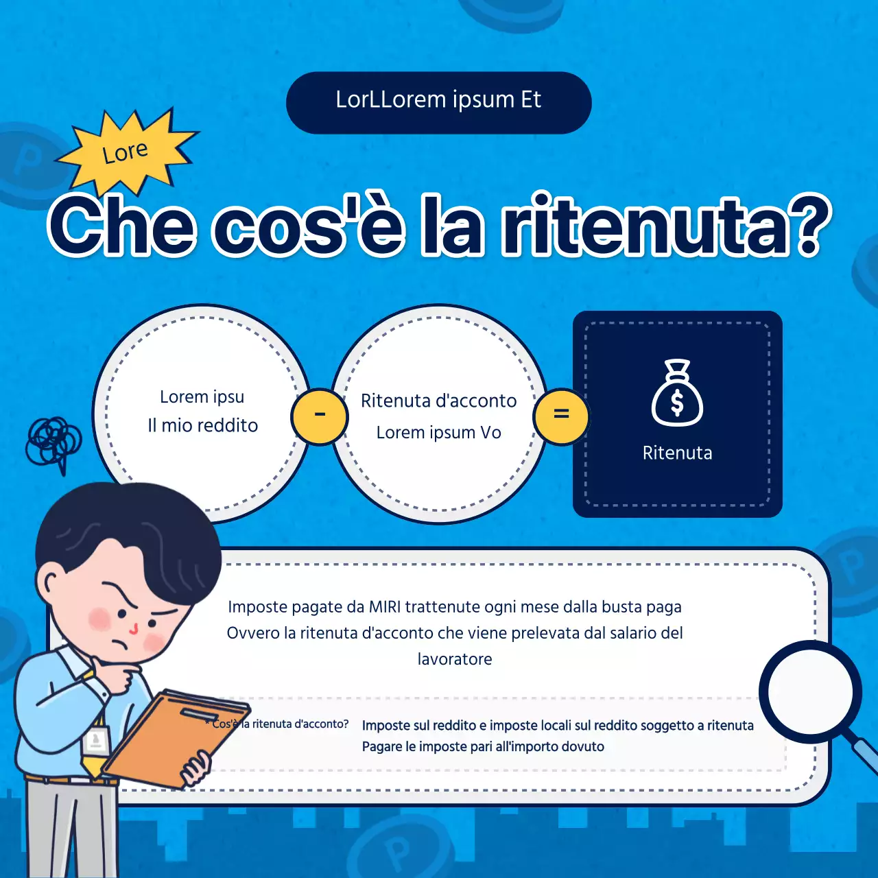 Semplice contabilità di fine anno in blu chiaro e blu navy