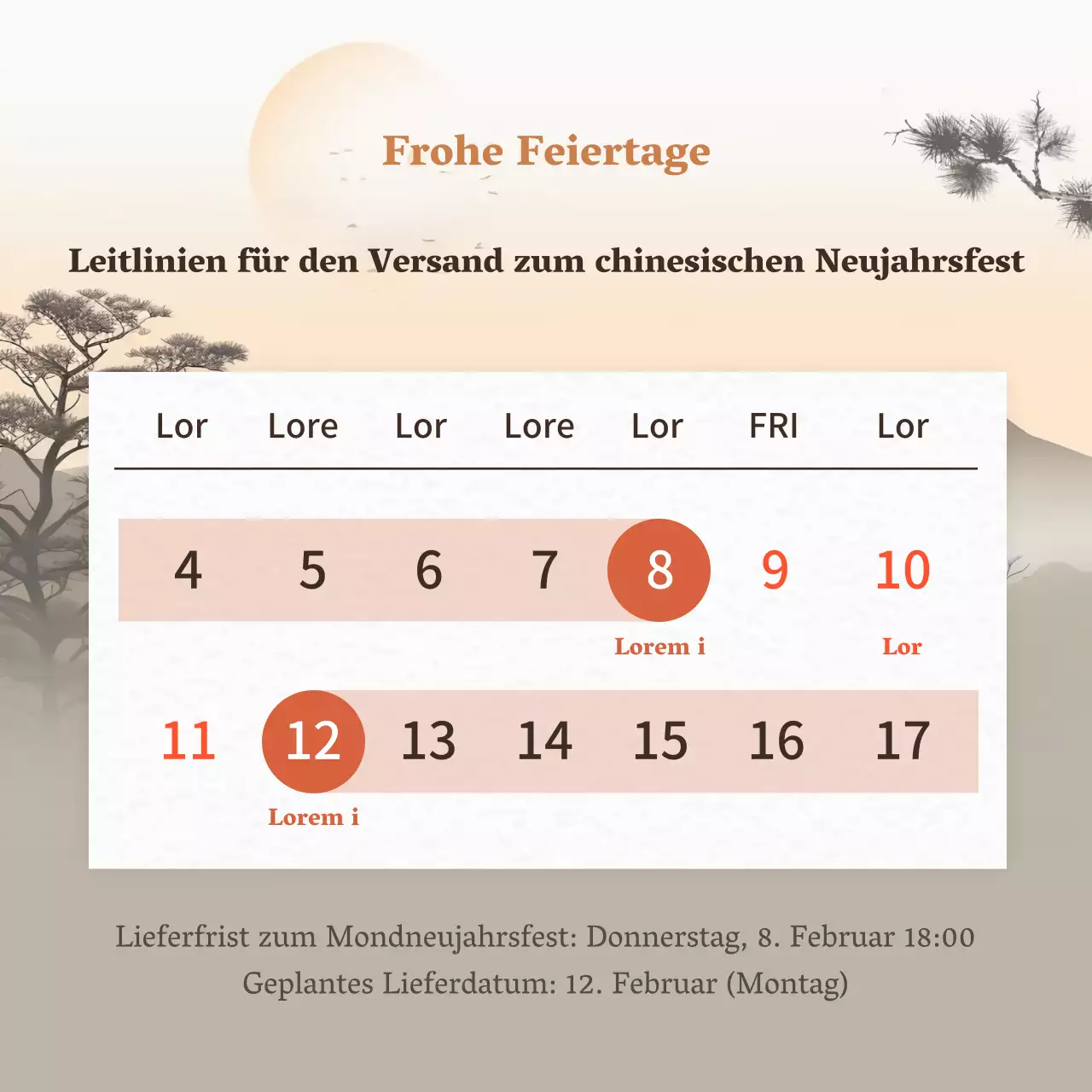 Traditionelle orangefarbene Mitteilung zum chinesischen Neujahrsfest