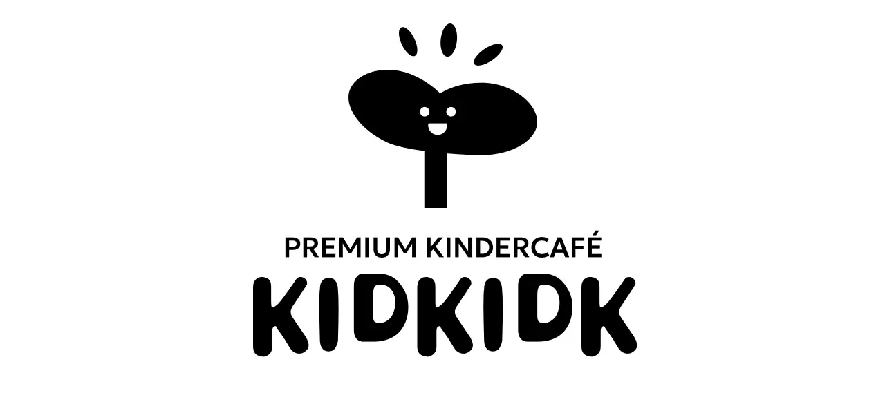 Het ontwerp van het jonge geitjescafé met het glimlachen van knoppictogram