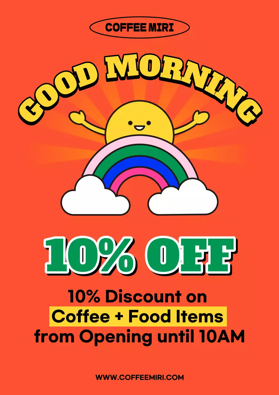 Orange Trendy Coffee Promotion Poster