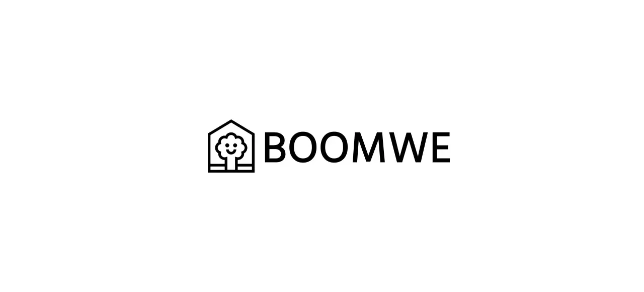 Ontwerp van een meubelbedrijf met merklogo met een boom in een huis