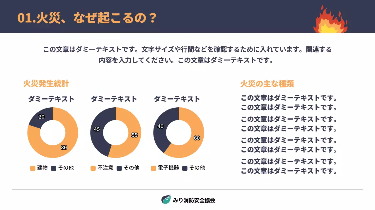 オレンジ シンプル 消防 資料 プレゼンテーション