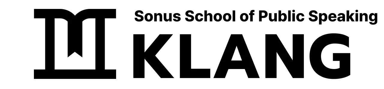 Entwurf einer Redeschule mit einem Symbol, das ein Podium darstellt