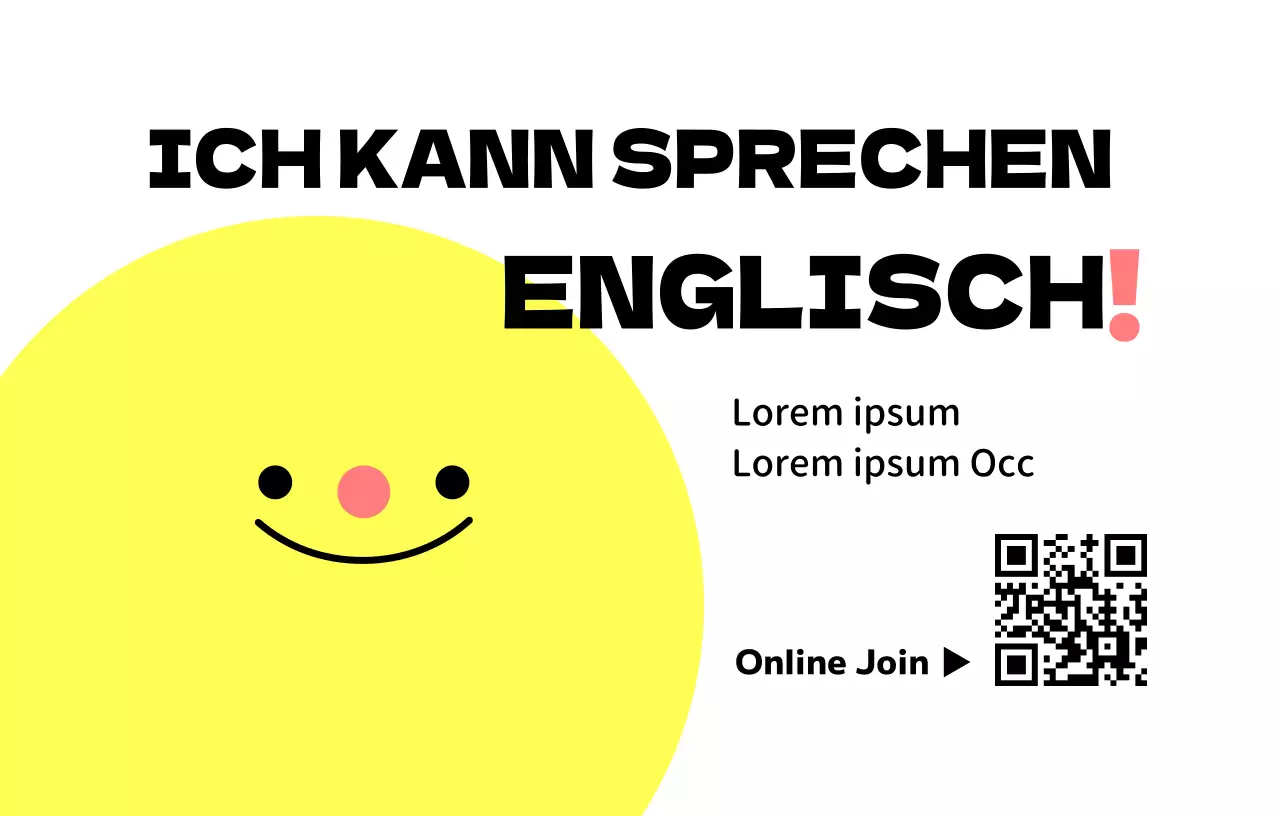 Englischsprachige Schulwerbung mit verschiedenen Illustrationen