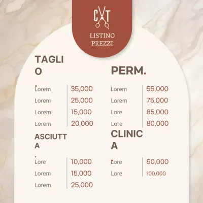 Volantino listino prezzi di classe con sfondo beige