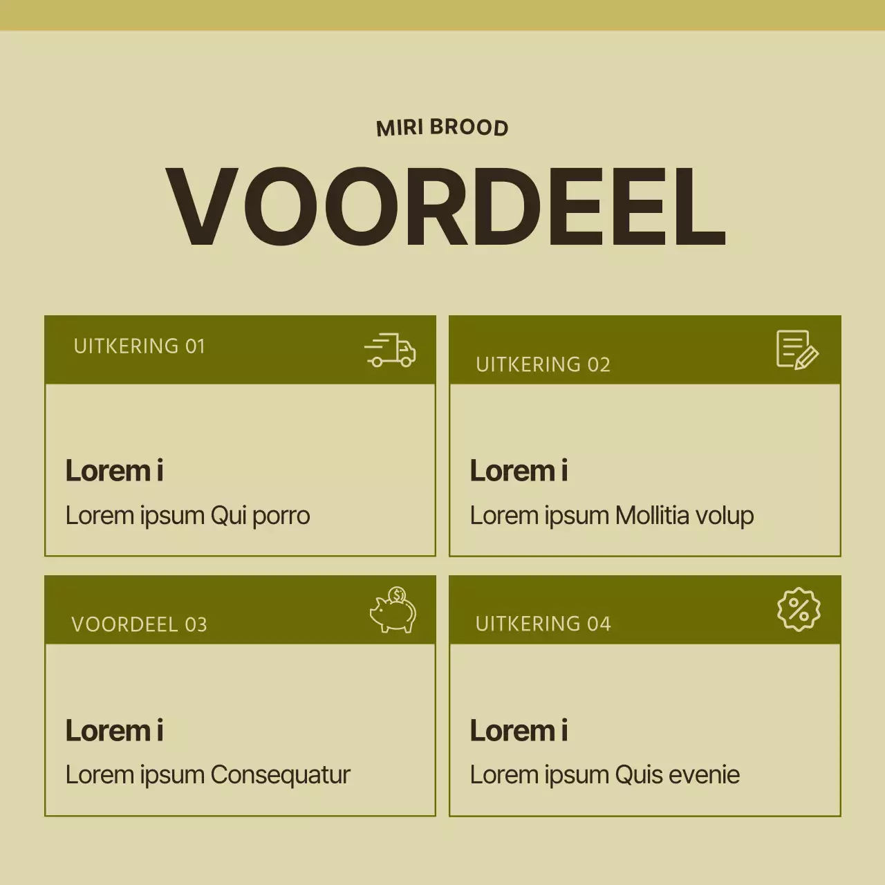 Een minimalistisch bakkerijmerk in geel en kaki