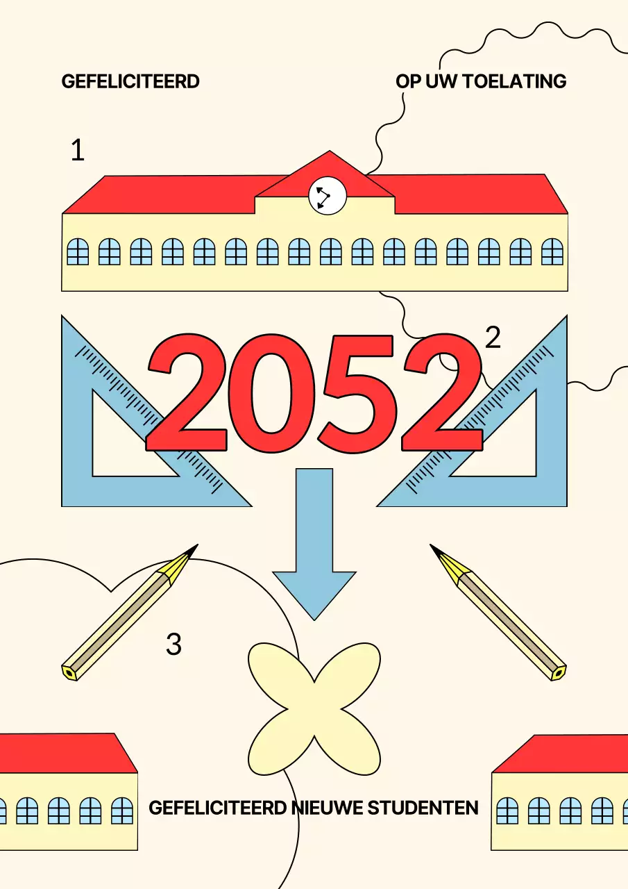 Een geometrische gele en rode toelatingsviering