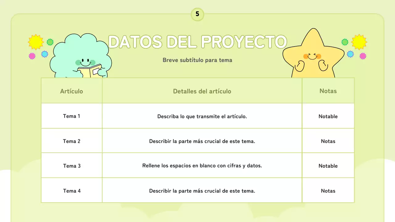 Un bonito informe organizador de información en azul claro y rosa