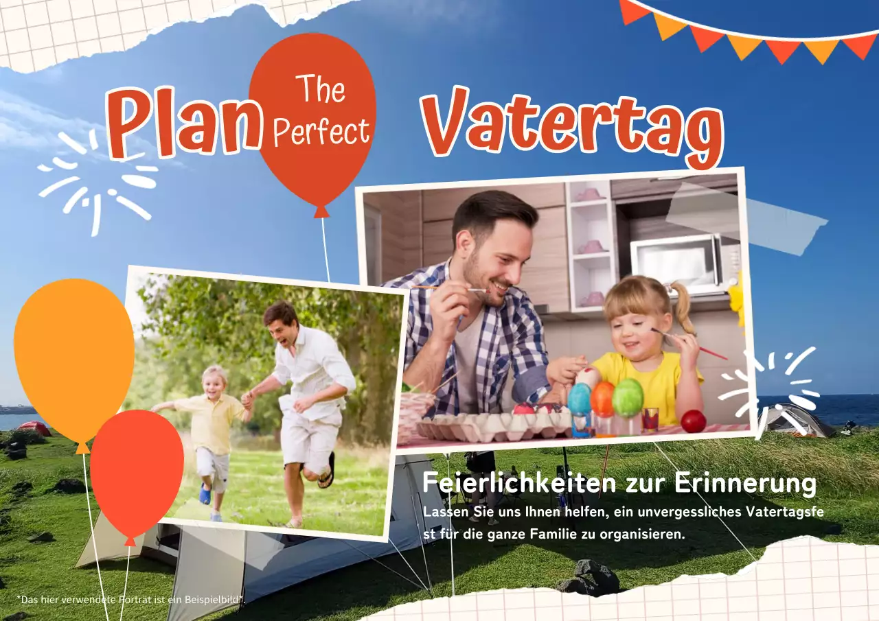 Orange und Himmelblau Kitsch Vatertag Outdoor Event Werbung