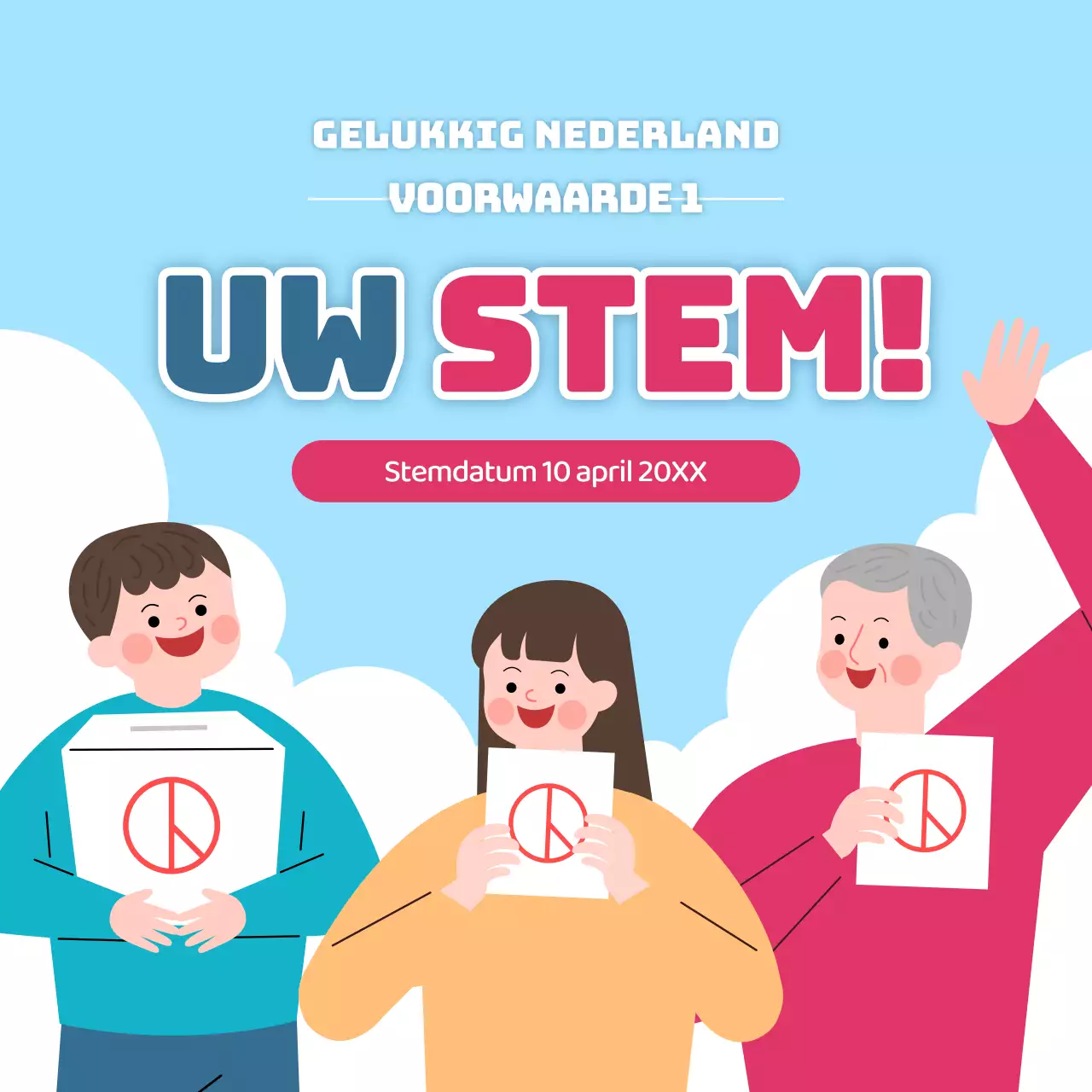 Een eenvoudige blauwe en rode campagne om stemmen aan te moedigen