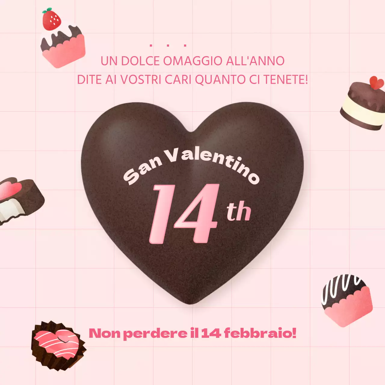 Annuncio kitsch di San Valentino in rosa e marrone