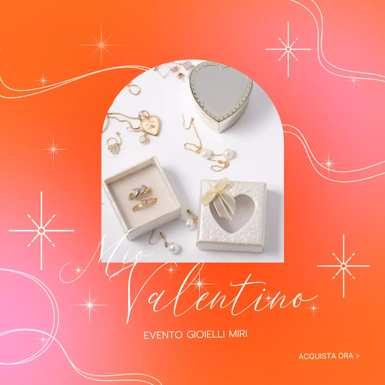 Annuncio pop art di San Valentino in arancione e rosa