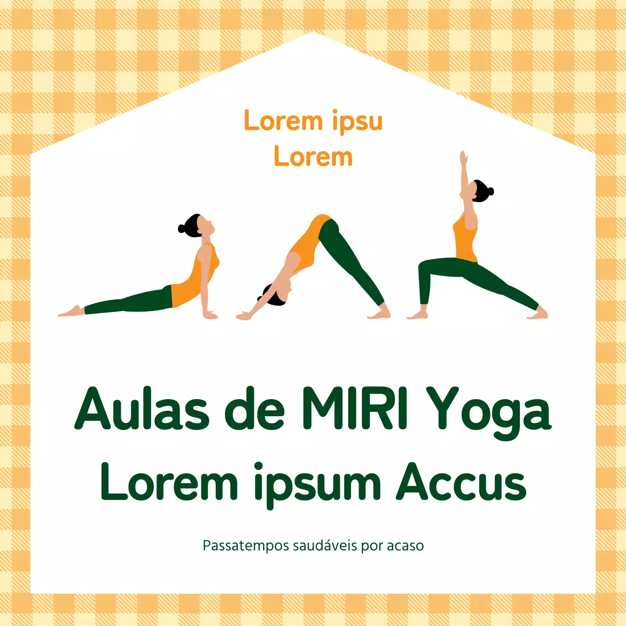 Um simples anúncio de recrutamento de ioga a laranja e verde