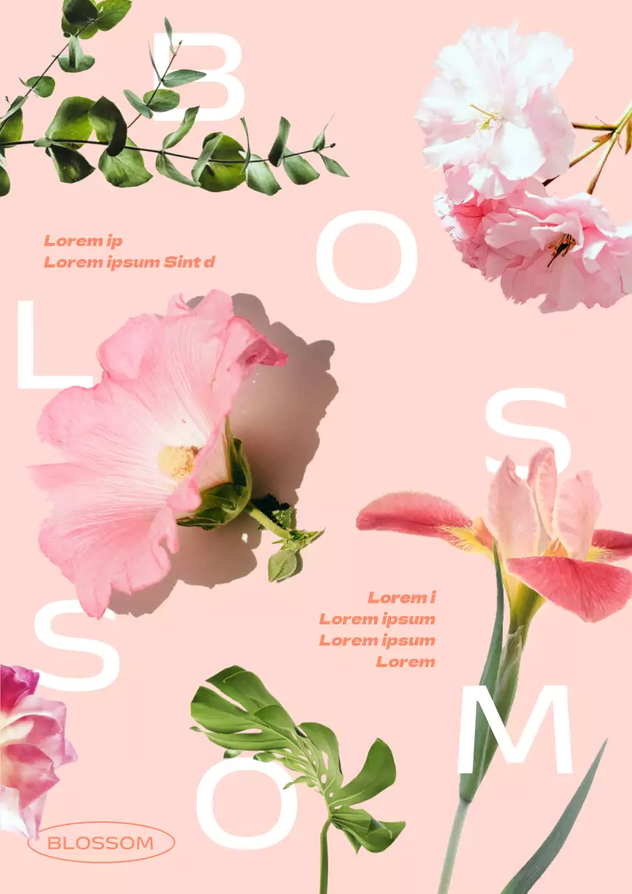 Revista de flores vintage em branco e cor-de-rosa