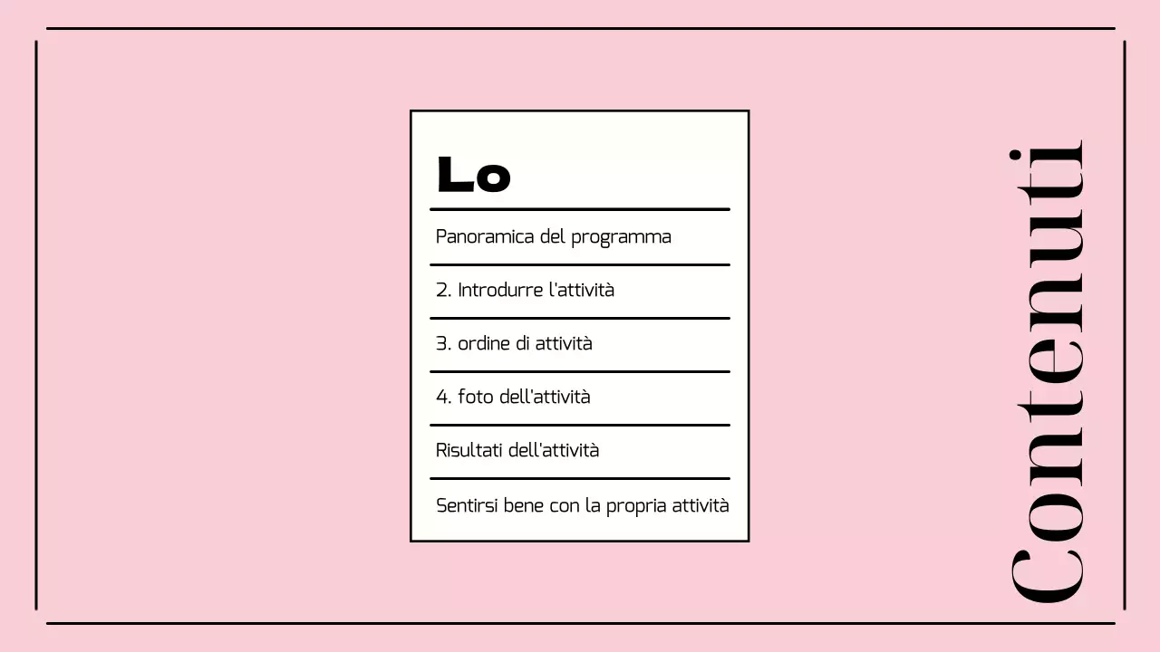 Presentazione di una bella attività di centro giovanile in rosa