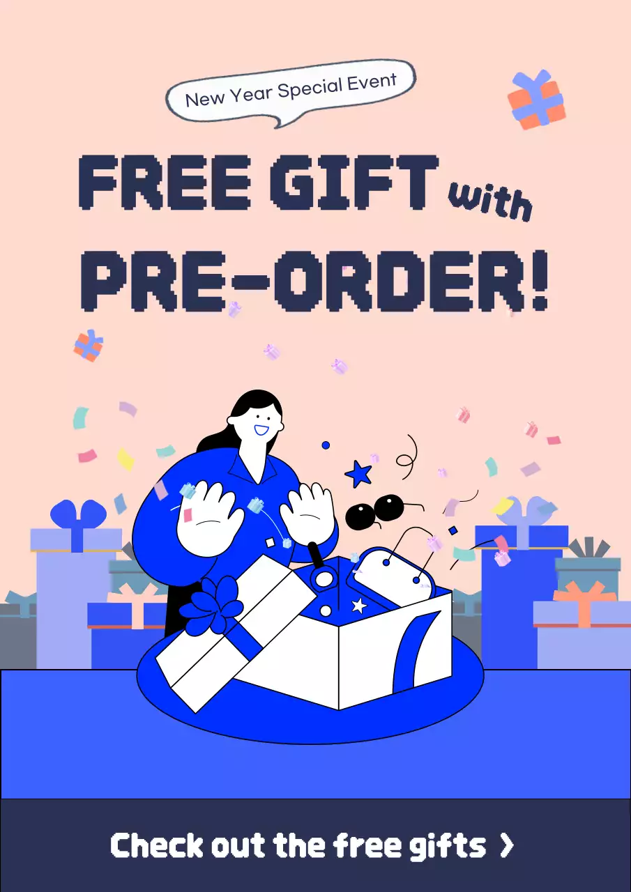 Blue Modern Gift Promotion Poster
