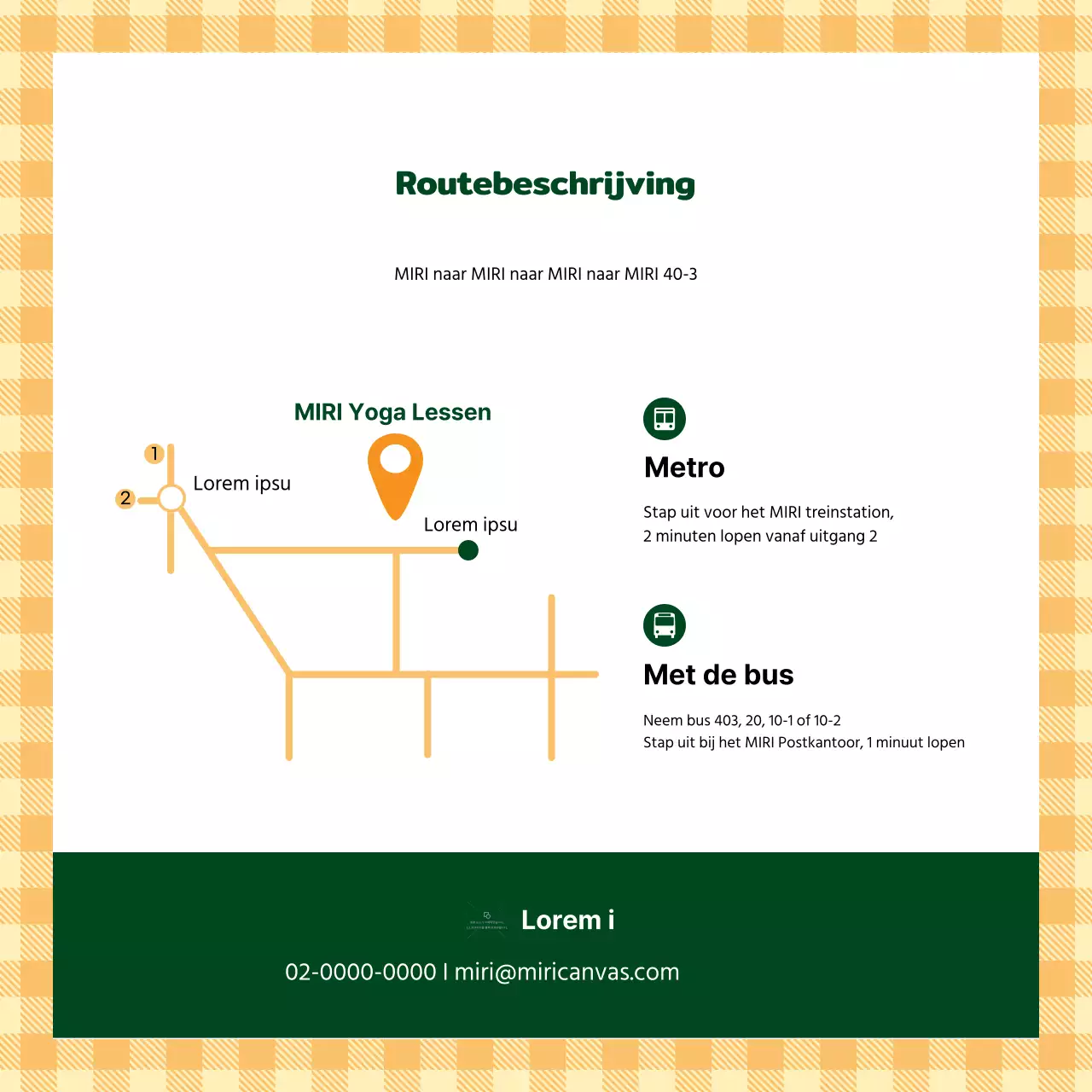 Een eenvoudig oranje en groen yoga wervingsveld