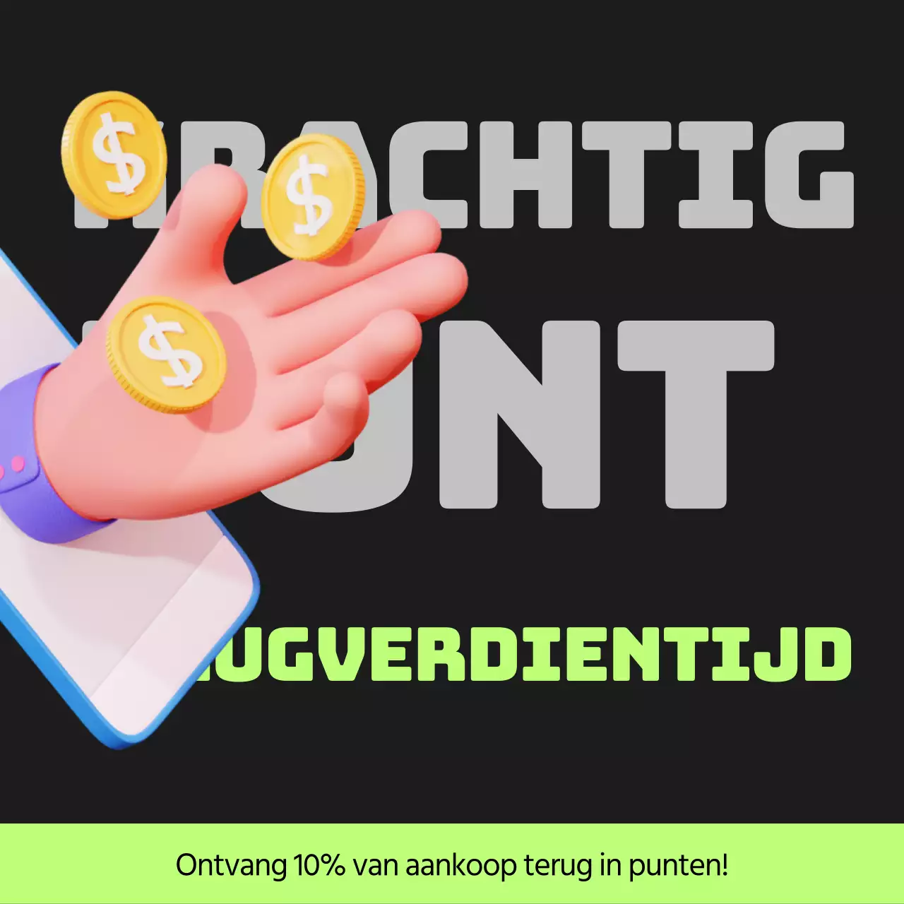 Cyberpunk points payback post in zwart en limoengroen