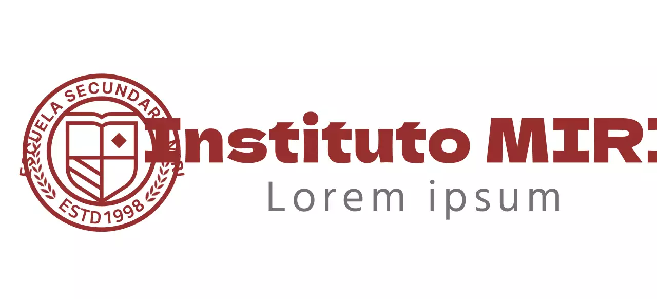 Logotipo del instituto en forma de símbolo educativo circular en burdeos