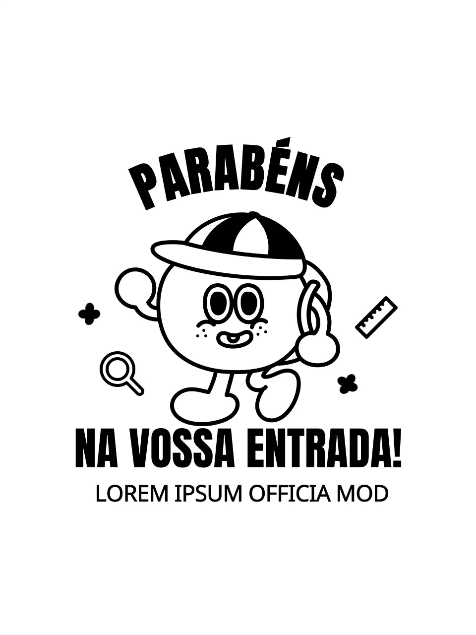Artigos de celebração da entrada na escola primária com ilustrações de desenhos giros