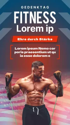 Werbung für die Memorial Day Fitness Challenge in Rot und Blau