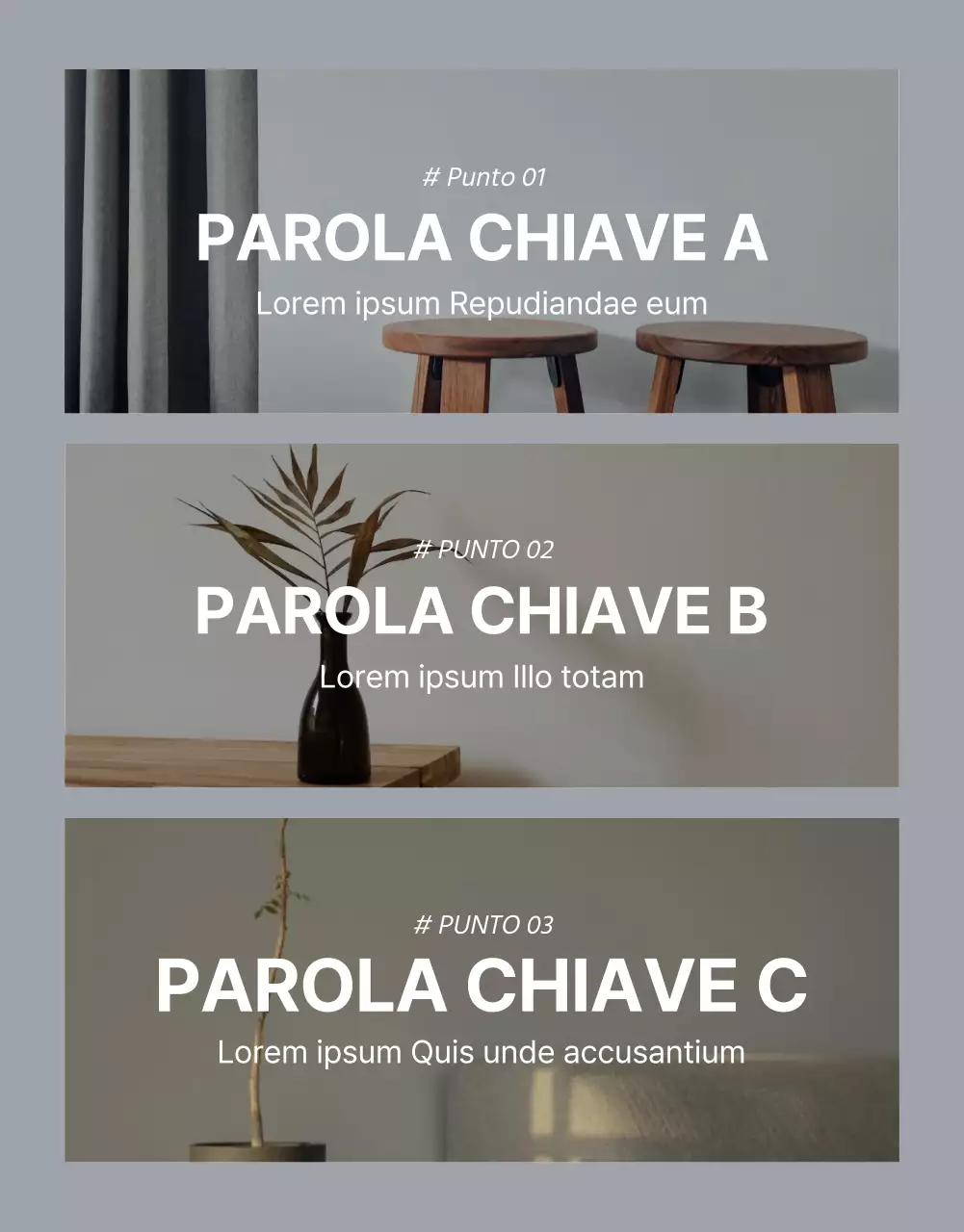 Promuovere i prodotti per la vendita di mobili semplici grigi e blu