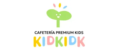 Diseño en color de cafetería infantil con icono de capullo sonriente