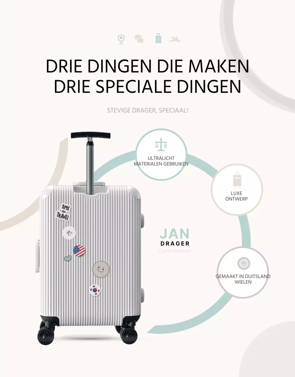 Promoot een eenvoudig reisdraagproduct in mint en ivoor