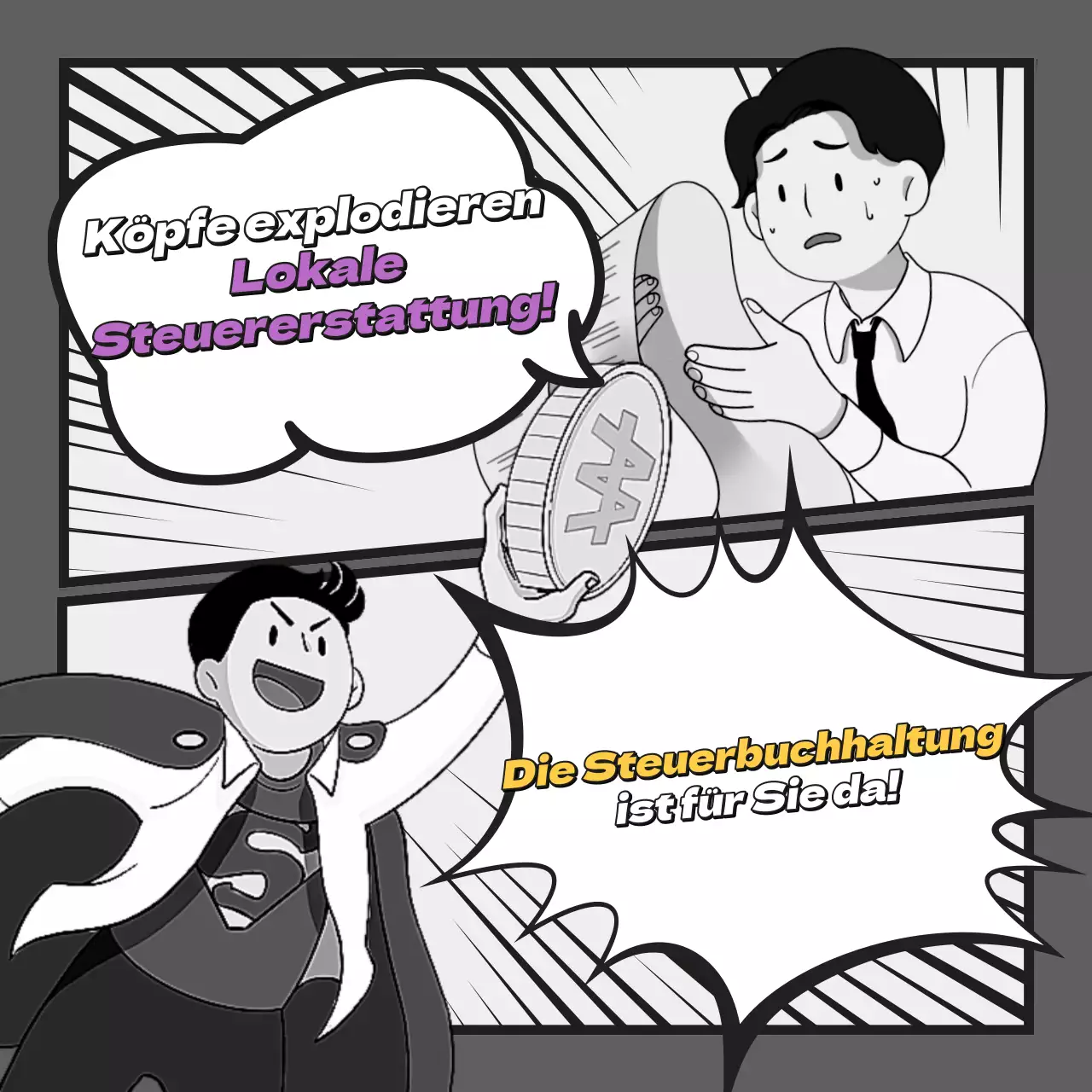 Betonung von Violett und Gelb zur Förderung der Steuerbuchhaltung