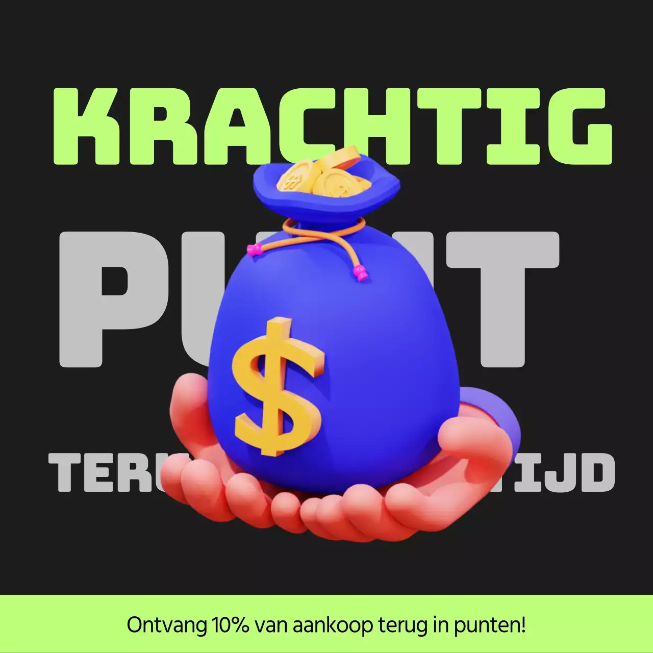 Cyberpunk points payback post in zwart en limoengroen