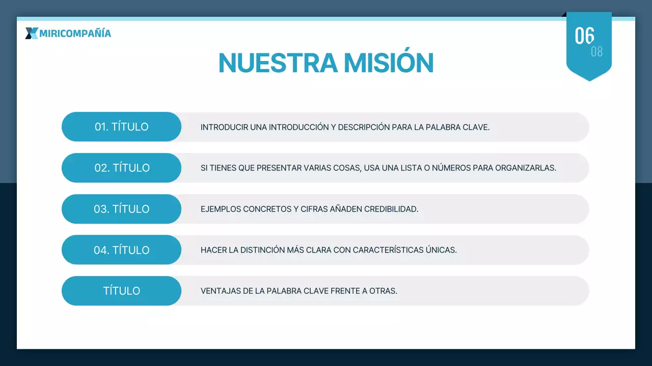 Presentación empresarial sencilla en menta y azul marino