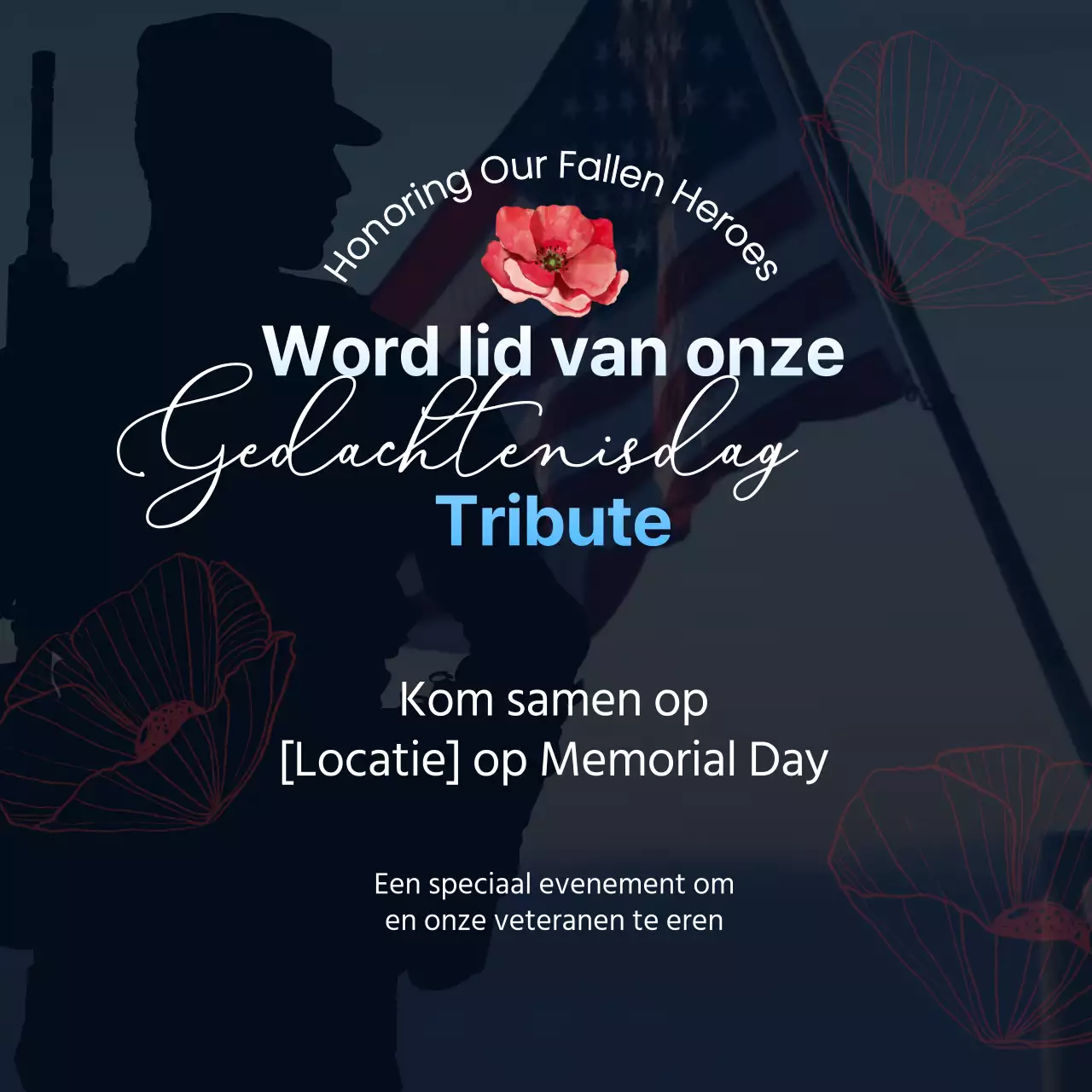 Blauw en rood eenvoudige herdenkingskaart