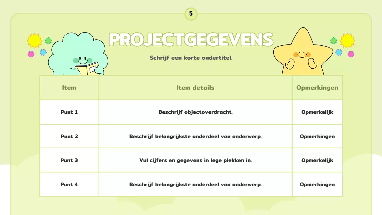 Een mooi, lichtblauw en roze informatie-organiser verslag