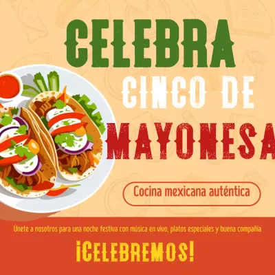 Orange and Yellow Kitsch Cinco de Mayo Cuisine Publicidad